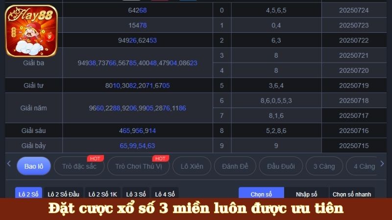 Đặt cược xổ số 3 miền luôn được ưu tiên