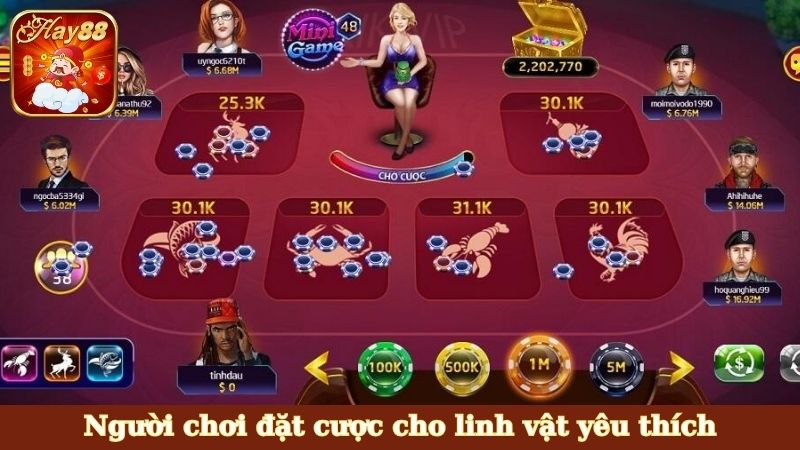 Người chơi đặt cược cho linh vật yêu thích