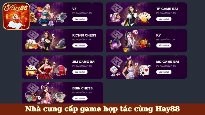 Nhà cung cấp game hợp tác cùng Hay88